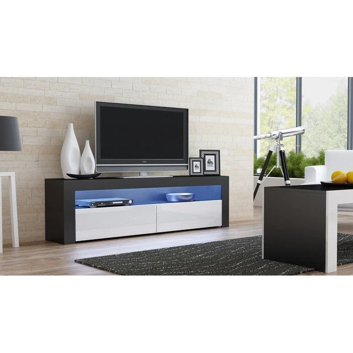 Modern 16-Color LED TV Stand with High Gloss Finish and Storage