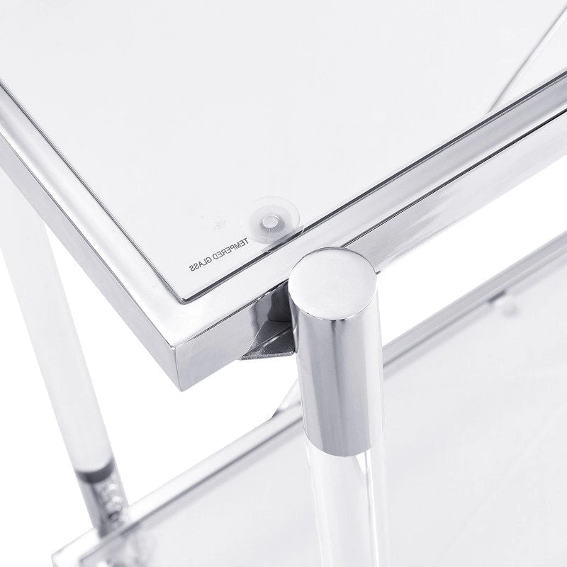 Two-Tier Tempered Glass Console Table with Acrylic Legs Chrome Gold Finish
