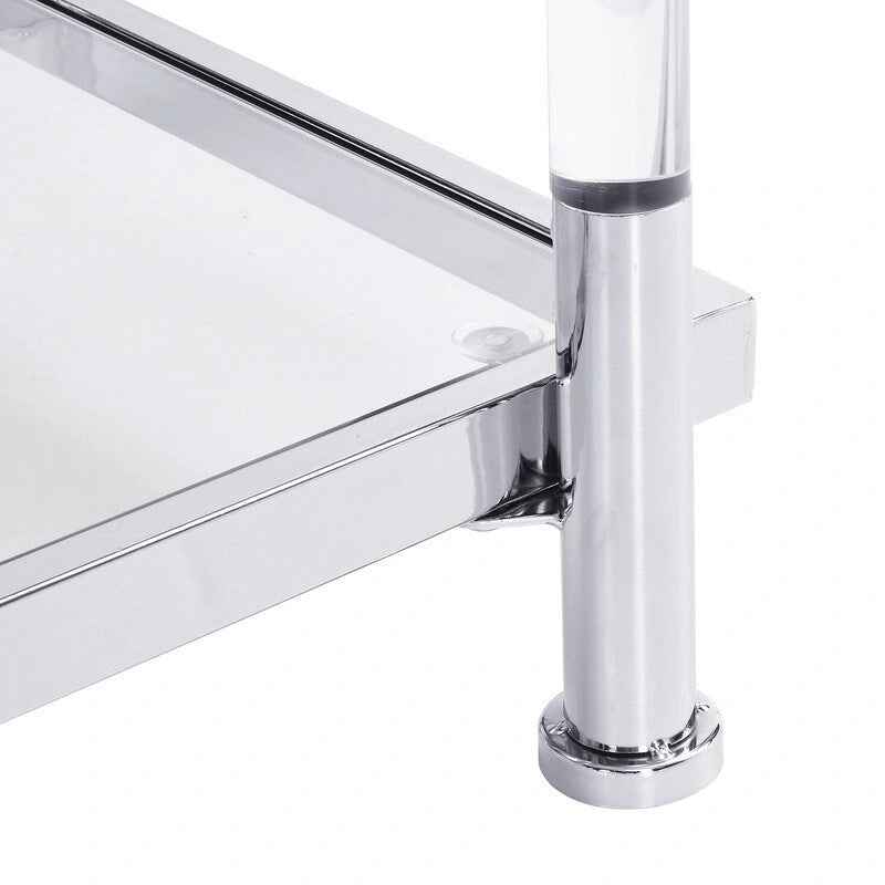 Two-Tier Tempered Glass Console Table with Acrylic Legs Chrome Gold Finish