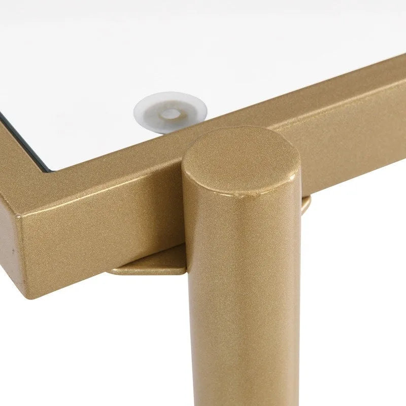 Two-Tier Tempered Glass Console Table with Acrylic Legs Chrome Gold Finish