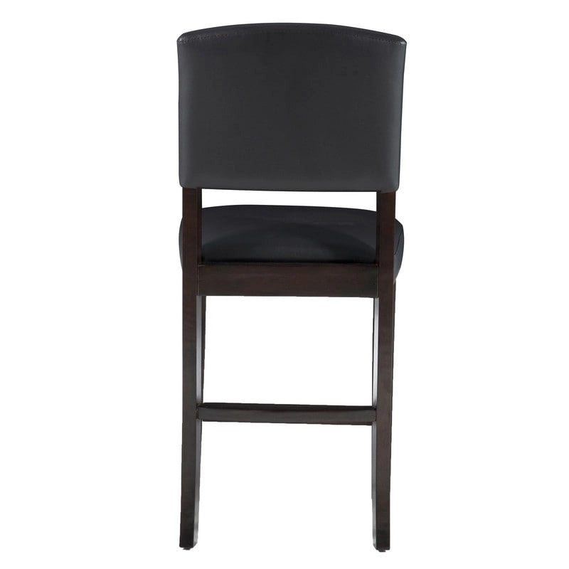 Faux Leather Black Upholstered Counter Stool with Espresso Wood Legs