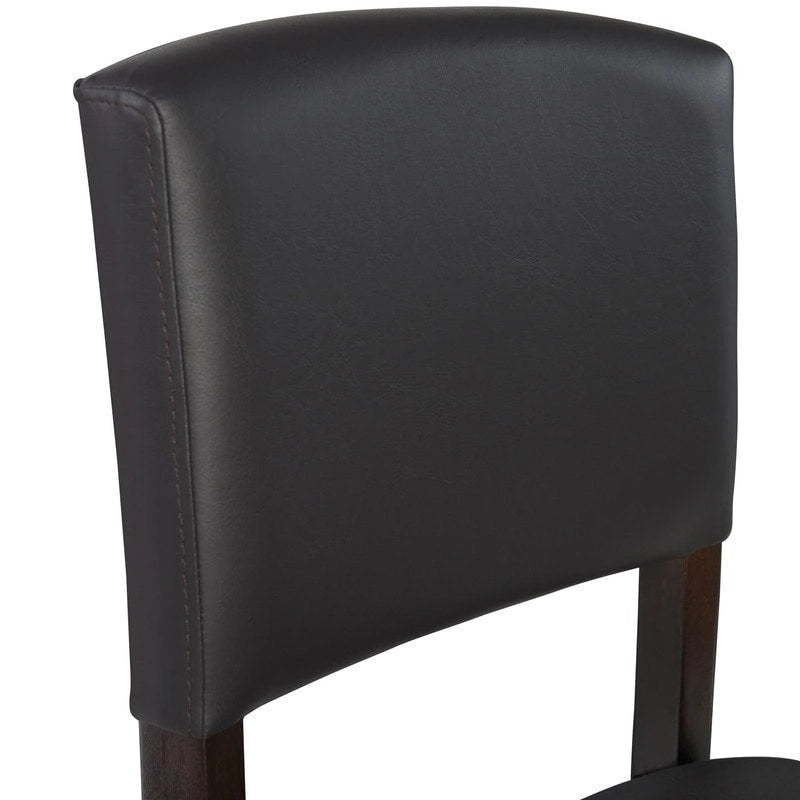 Faux Leather Black Upholstered Counter Stool with Espresso Wood Legs