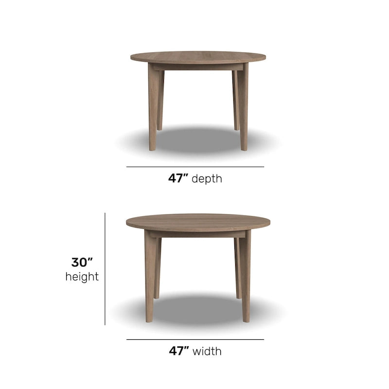 Mid-Century Boho Round Dining Table Brown Oak Sustainably Harvested Wood