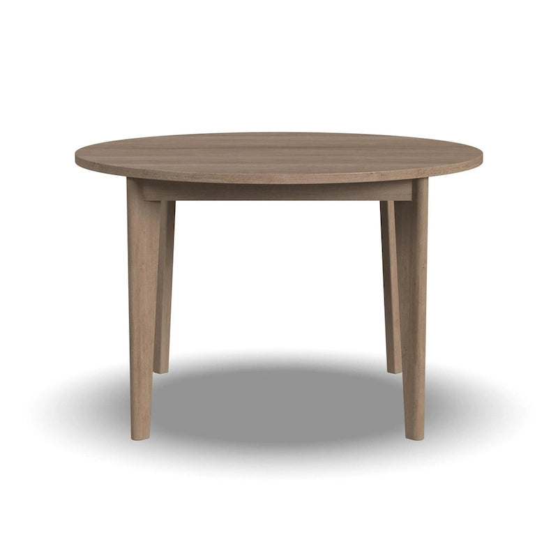 Mid-Century Boho Round Dining Table Brown Oak Sustainably Harvested Wood