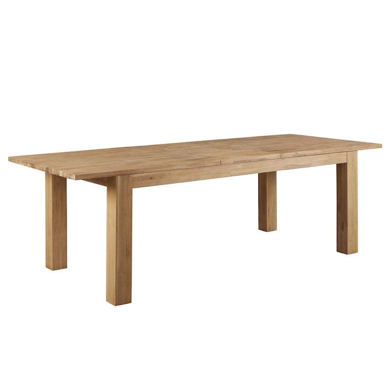 Solid Acacia Wood Extendable Butterfly Dining Table Brushed Smoke Farmhouse Style