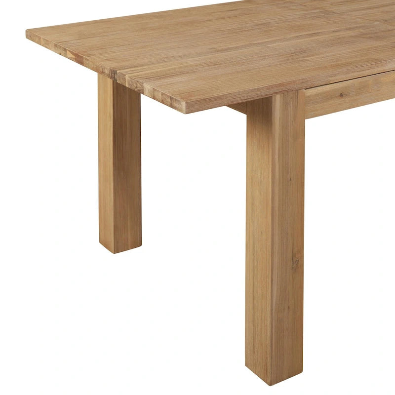 Solid Acacia Wood Extendable Butterfly Dining Table Brushed Smoke Farmhouse Style