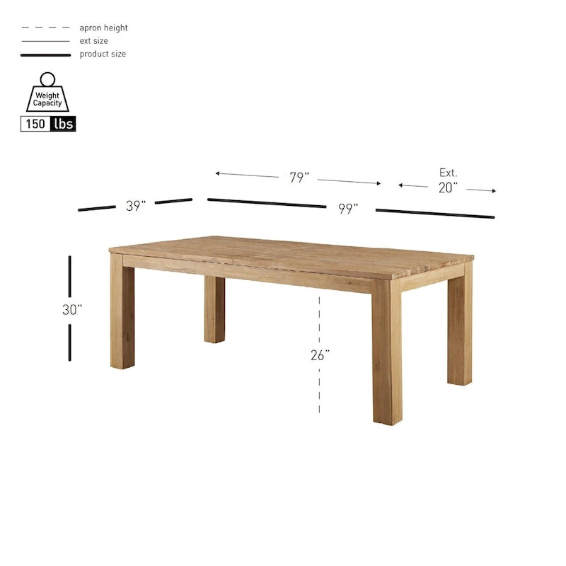 Solid Acacia Wood Extendable Butterfly Dining Table Brushed Smoke Farmhouse Style
