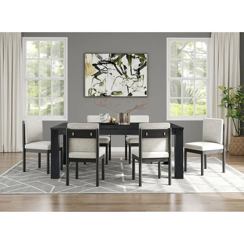 Solid Acacia Wood Extendable Butterfly Dining Table Brushed Smoke Farmhouse Style
