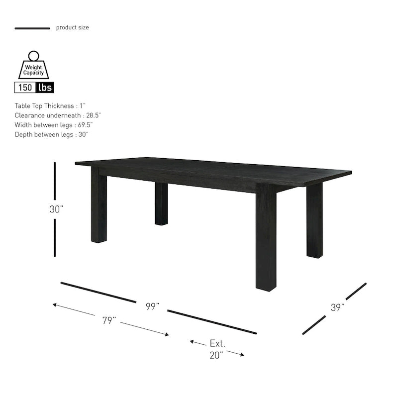 Solid Acacia Wood Extendable Butterfly Dining Table Brushed Smoke Farmhouse Style