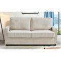 Corduroy Square Arms Sleeper Sofa with Pull-Out Foam Mattress