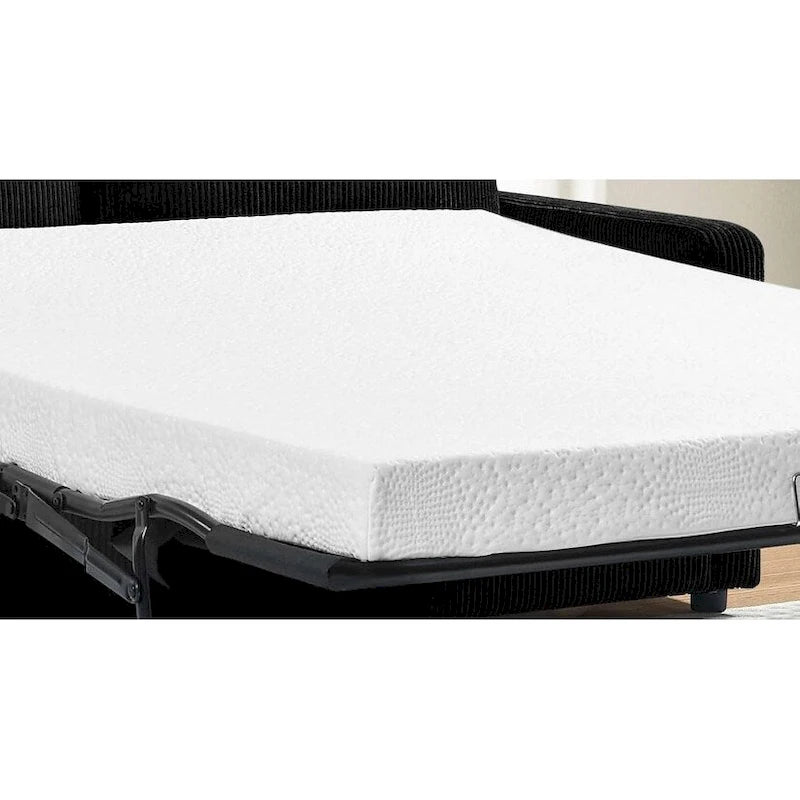 Corduroy Square Arms Sleeper Sofa with Pull-Out Foam Mattress