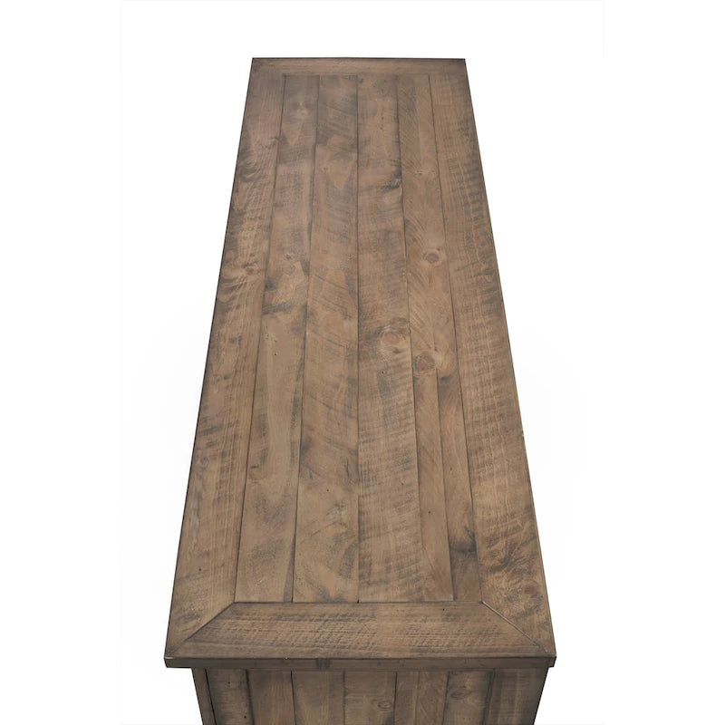 Farmhouse Rustic Solid Pine Wood 60-Inch TV Stand with Storage Cabinets