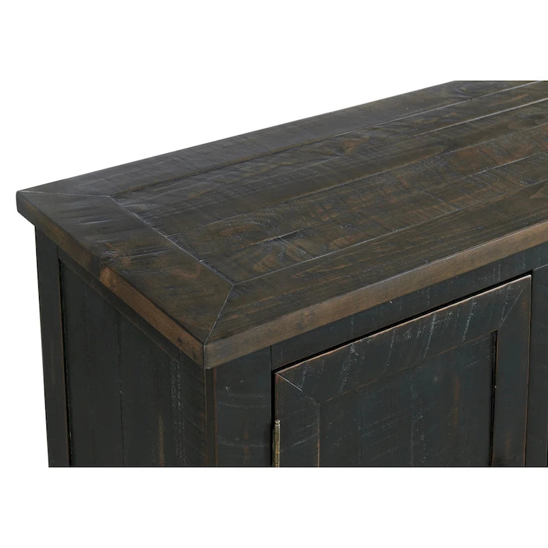 Farmhouse Rustic Solid Pine Wood 60-Inch TV Stand with Storage Cabinets