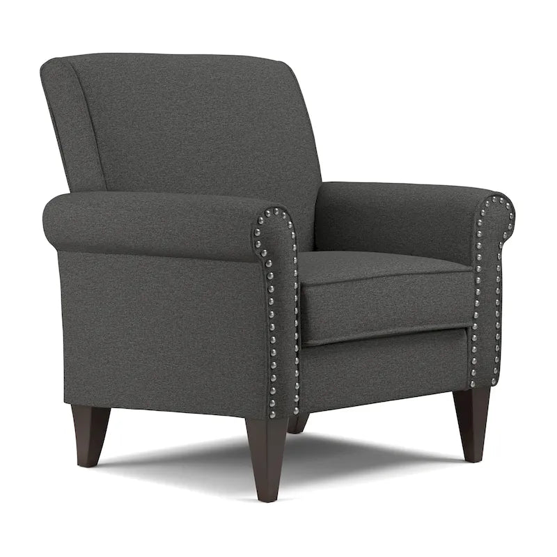 Transitional Upholstered Arm Chair with Nailhead Trim Taupe Grey Charcoal