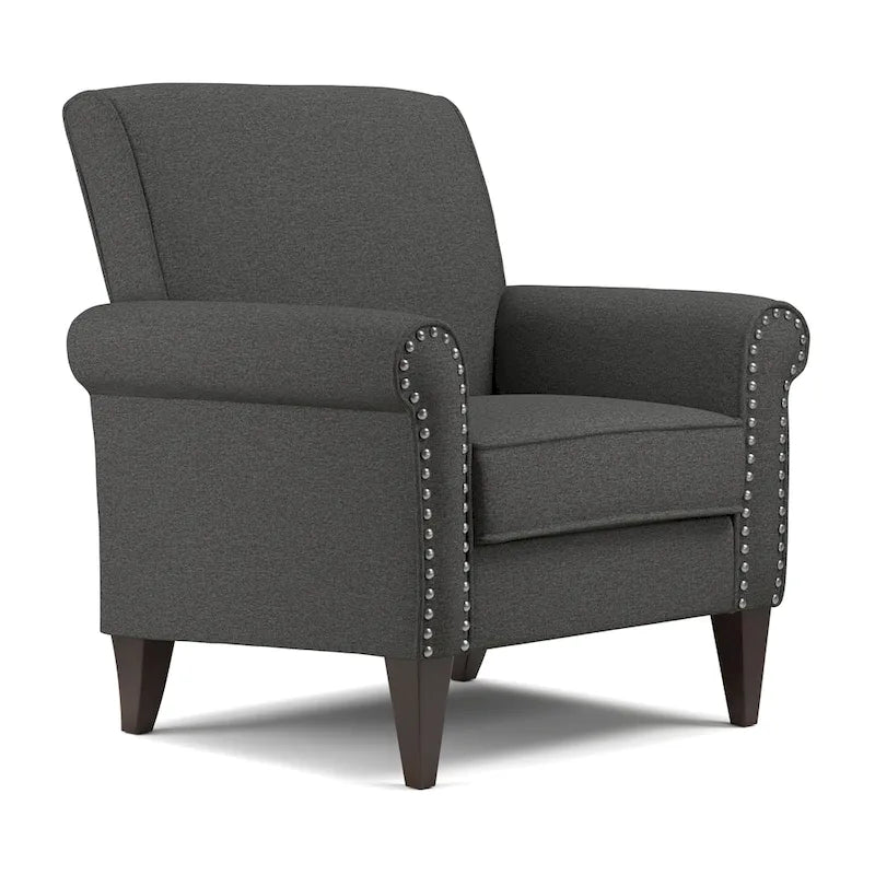 Transitional Upholstered Arm Chair with Nailhead Trim Taupe Grey Charcoal