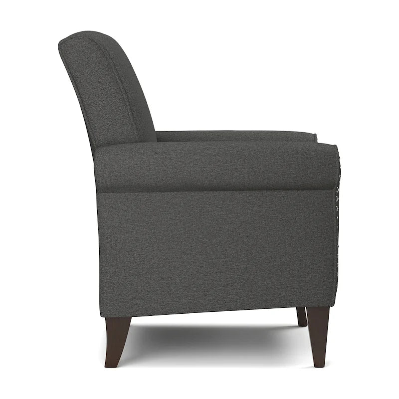 Transitional Upholstered Arm Chair with Nailhead Trim Taupe Grey Charcoal
