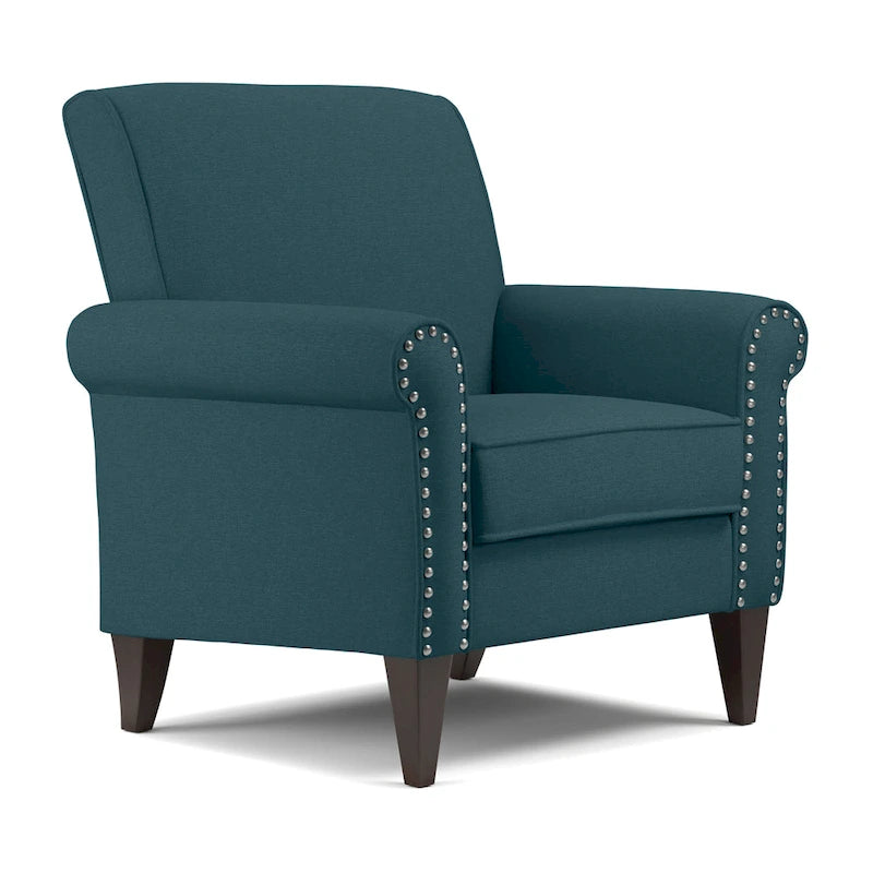 Transitional Upholstered Arm Chair with Nailhead Trim Taupe Grey Charcoal