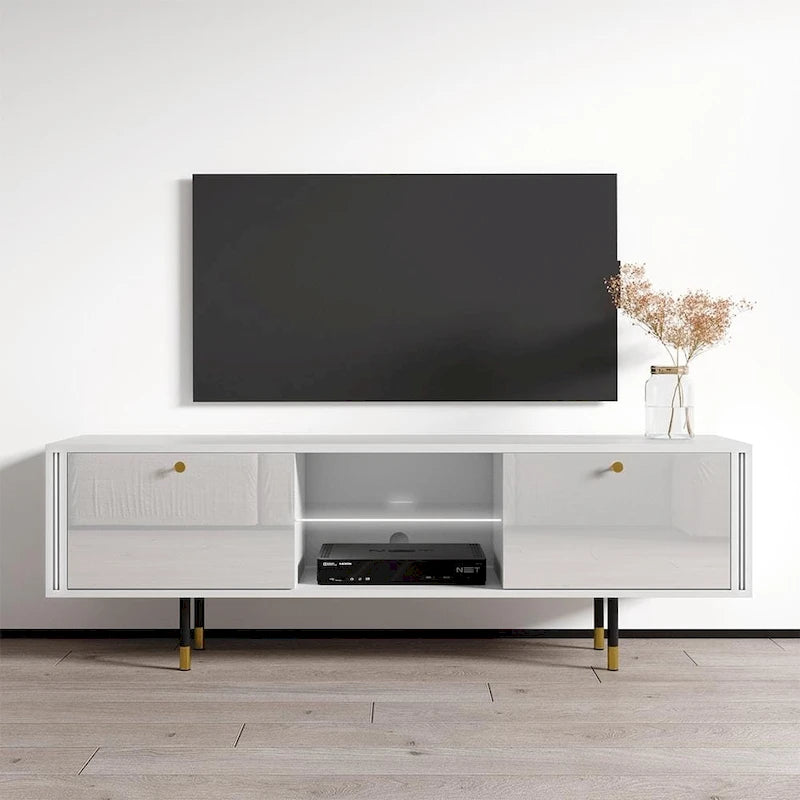 Modern High Gloss TV Stand Entertainment Center Console White Black