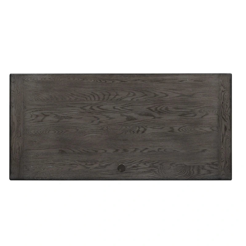 Rustic Two-Tone White Charcoal Executive Desk with Locking File Drawers