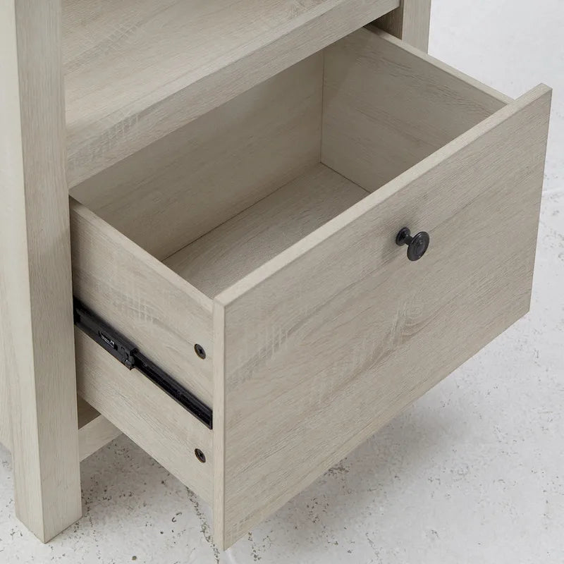 35 in. Writing Desk with USB Charger and Center Drawer, Vintage Wood Finish