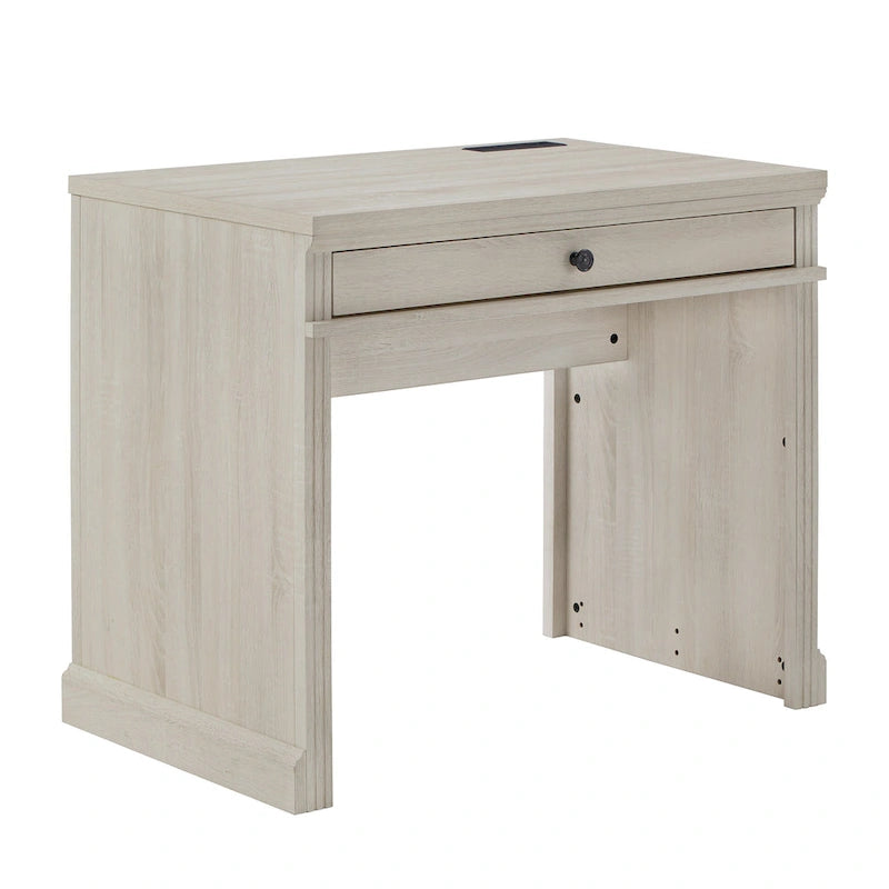 35 in. Writing Desk with USB Charger and Center Drawer, Vintage Wood Finish
