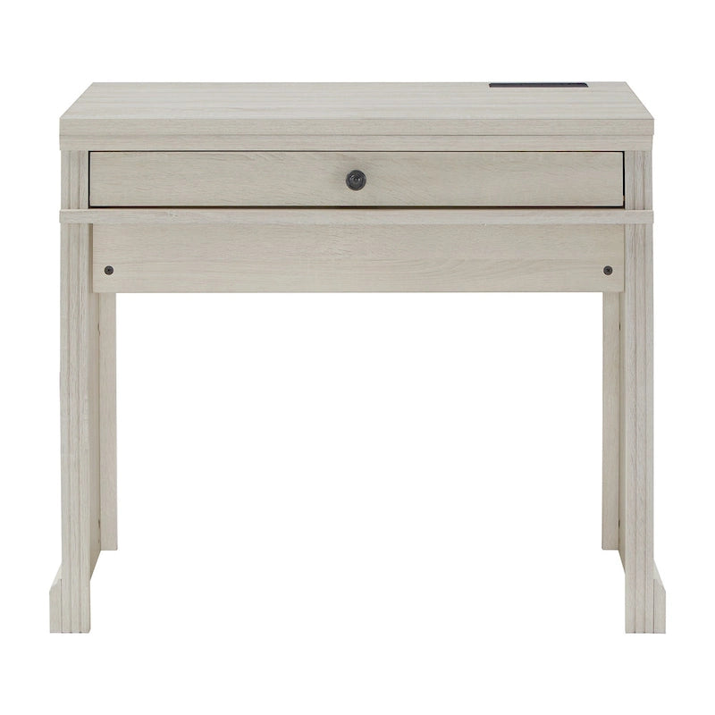 35 in. Writing Desk with USB Charger and Center Drawer, Vintage Wood Finish