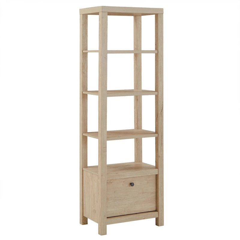 35 in. Writing Desk with USB Charger and Center Drawer, Vintage Wood Finish