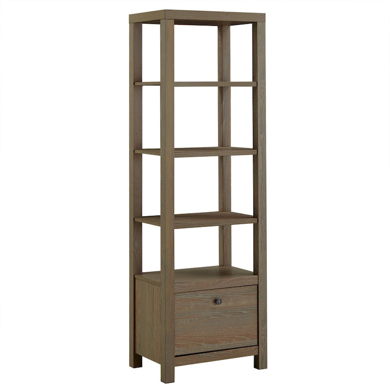 35 in. Writing Desk with USB Charger and Center Drawer, Vintage Wood Finish