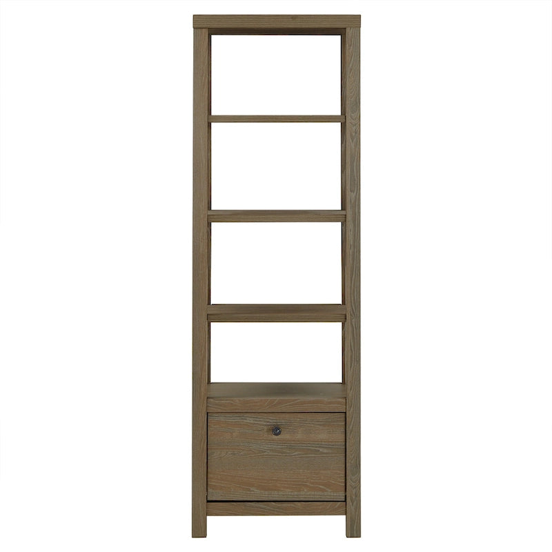 35 in. Writing Desk with USB Charger and Center Drawer, Vintage Wood Finish