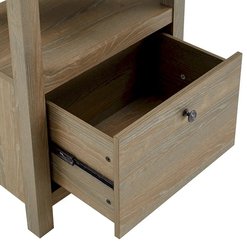 35 in. Writing Desk with USB Charger and Center Drawer, Vintage Wood Finish