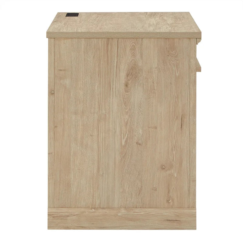 35 in. Writing Desk with USB Charger and Center Drawer, Vintage Wood Finish