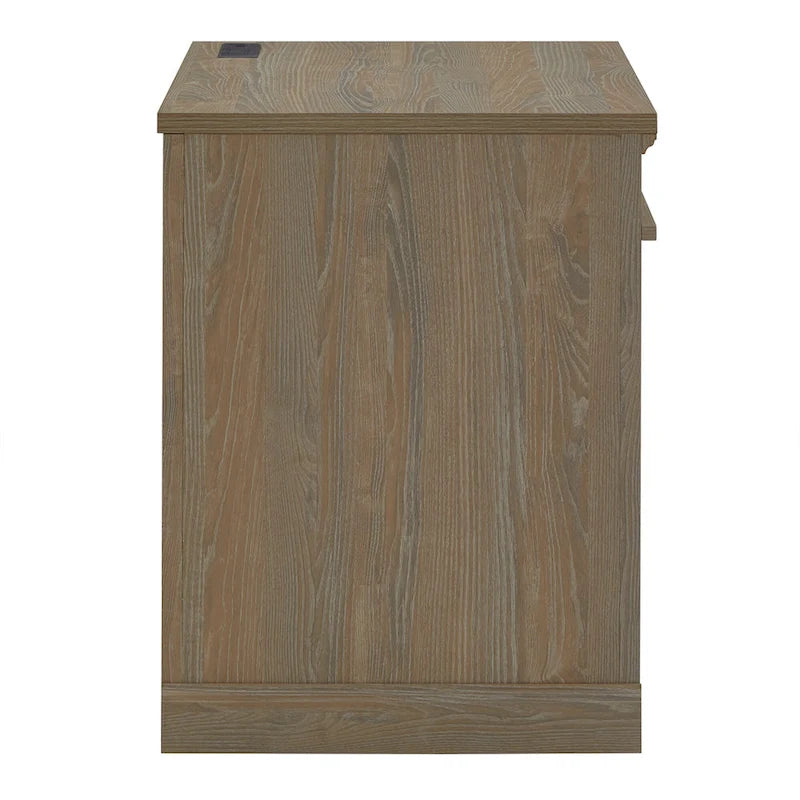 35 in. Writing Desk with USB Charger and Center Drawer, Vintage Wood Finish