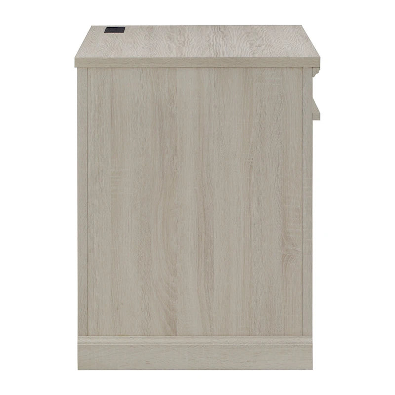 35 in. Writing Desk with USB Charger and Center Drawer, Vintage Wood Finish