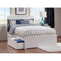 White Queen Platform Bed with Under-Bed Storage Drawers Solid Wood Cottage Style