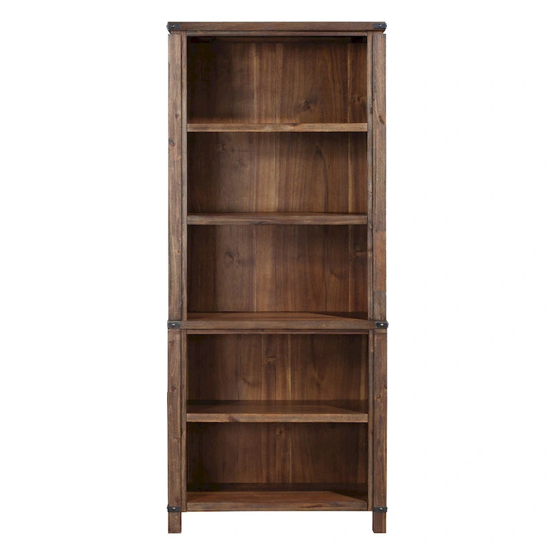 Rustic Industrial Tall Bookcase with Adjustable Shelves Walnut or White Finish