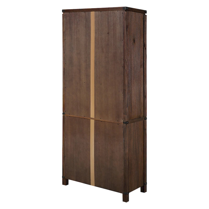 Rustic Industrial Tall Bookcase with Adjustable Shelves Walnut or White Finish