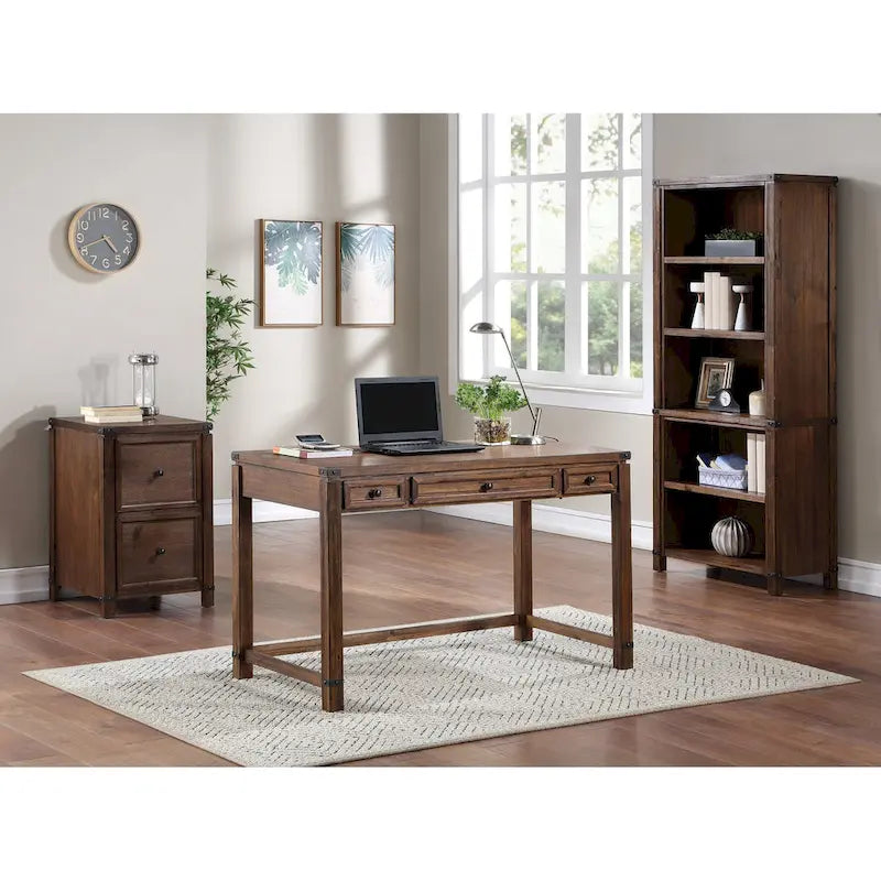 Rustic Industrial Tall Bookcase with Adjustable Shelves Walnut or White Finish