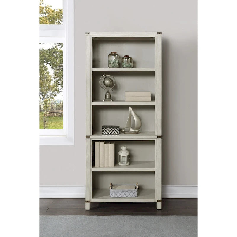 Rustic Industrial Tall Bookcase with Adjustable Shelves Walnut or White Finish