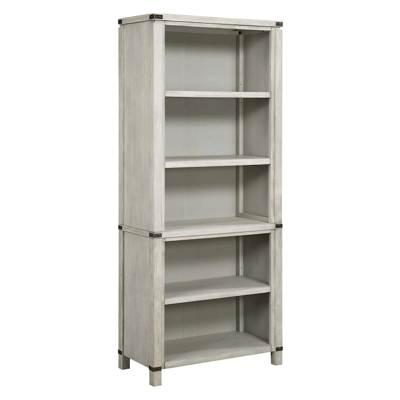 Rustic Industrial Tall Bookcase with Adjustable Shelves Walnut or White Finish