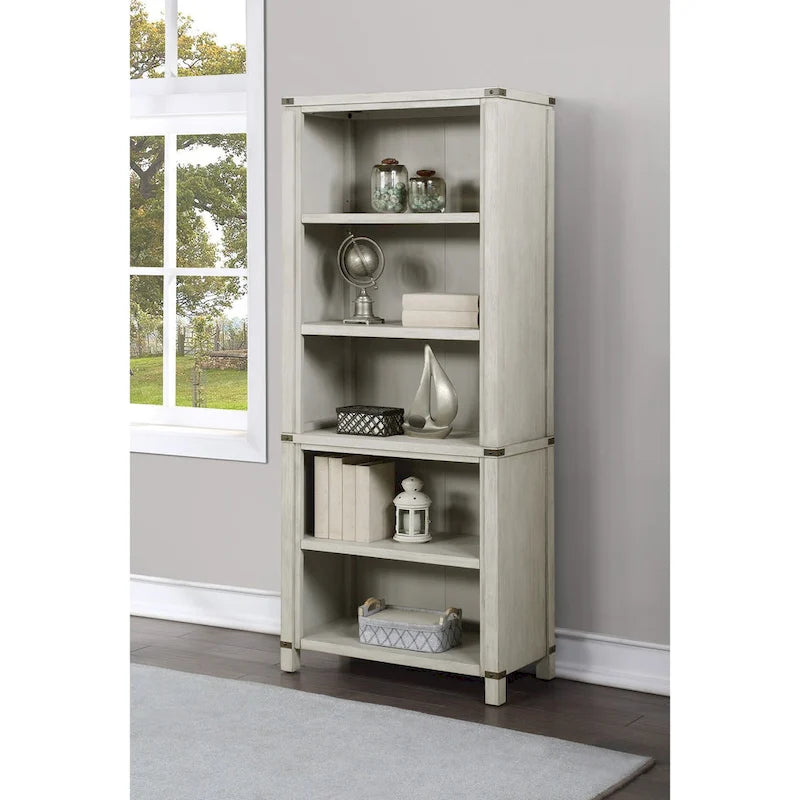 Rustic Industrial Tall Bookcase with Adjustable Shelves Walnut or White Finish
