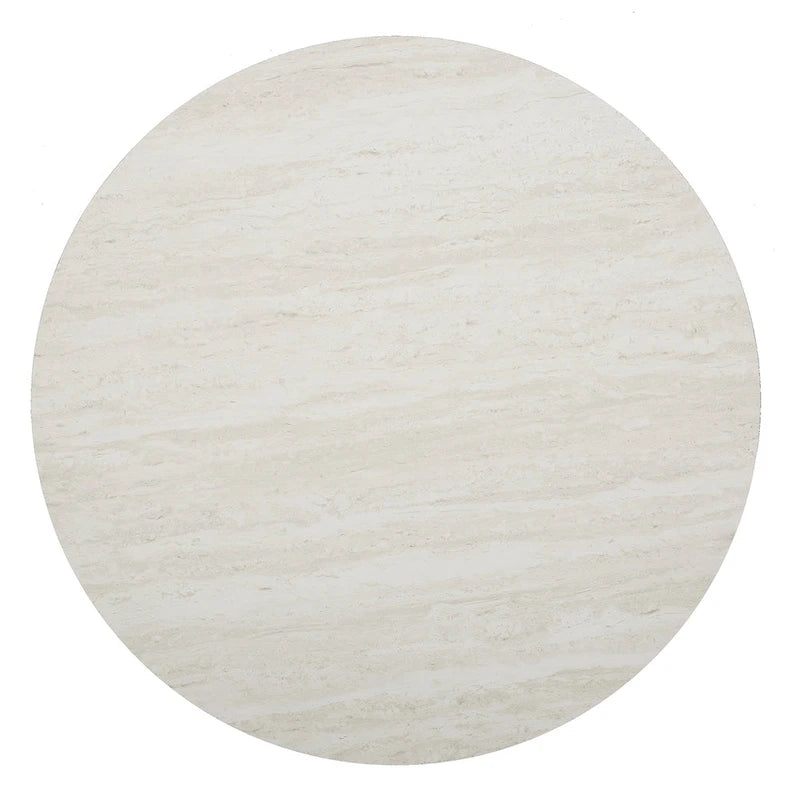 Round Faux Marble Coffee Table with Gold Geometric Metal Base