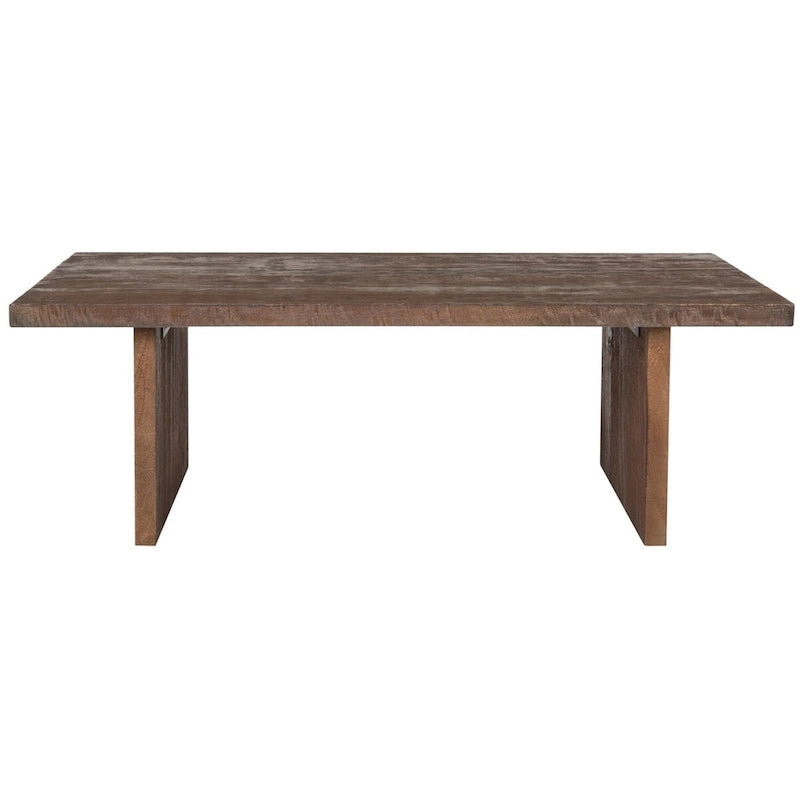 Mid-Century Rectangular Solid Wood Coffee Table Brown Grey Wash