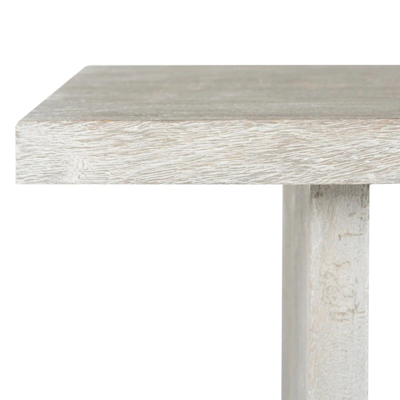 Mid-Century Rectangular Solid Wood Coffee Table Brown Grey Wash
