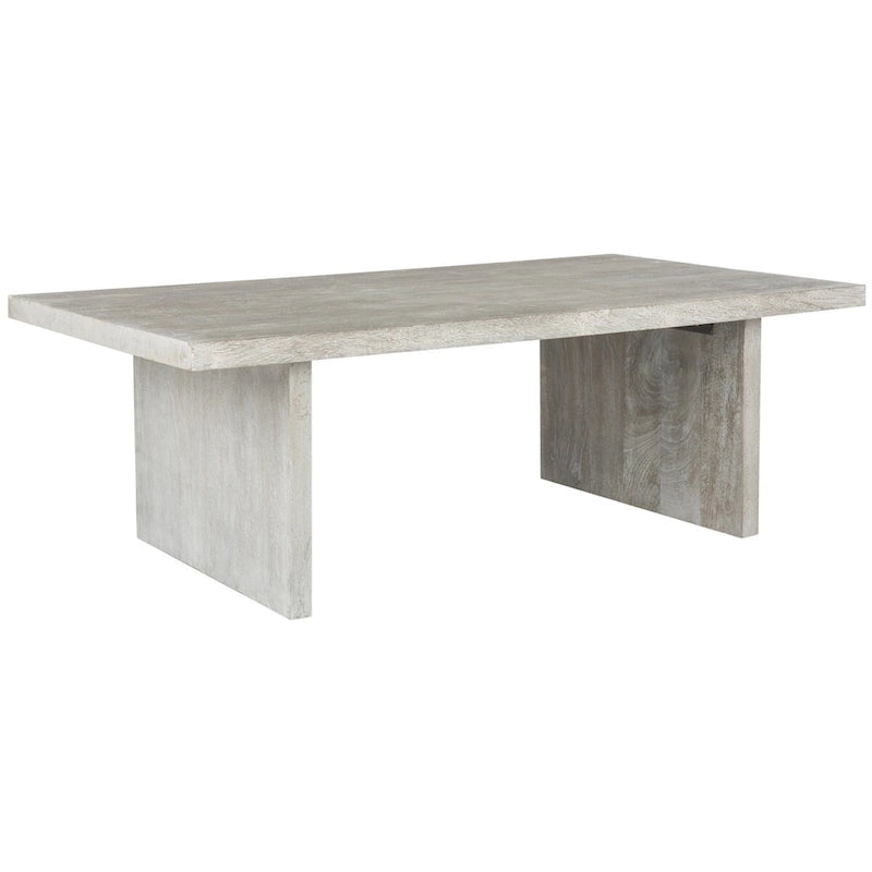 Mid-Century Rectangular Solid Wood Coffee Table Brown Grey Wash