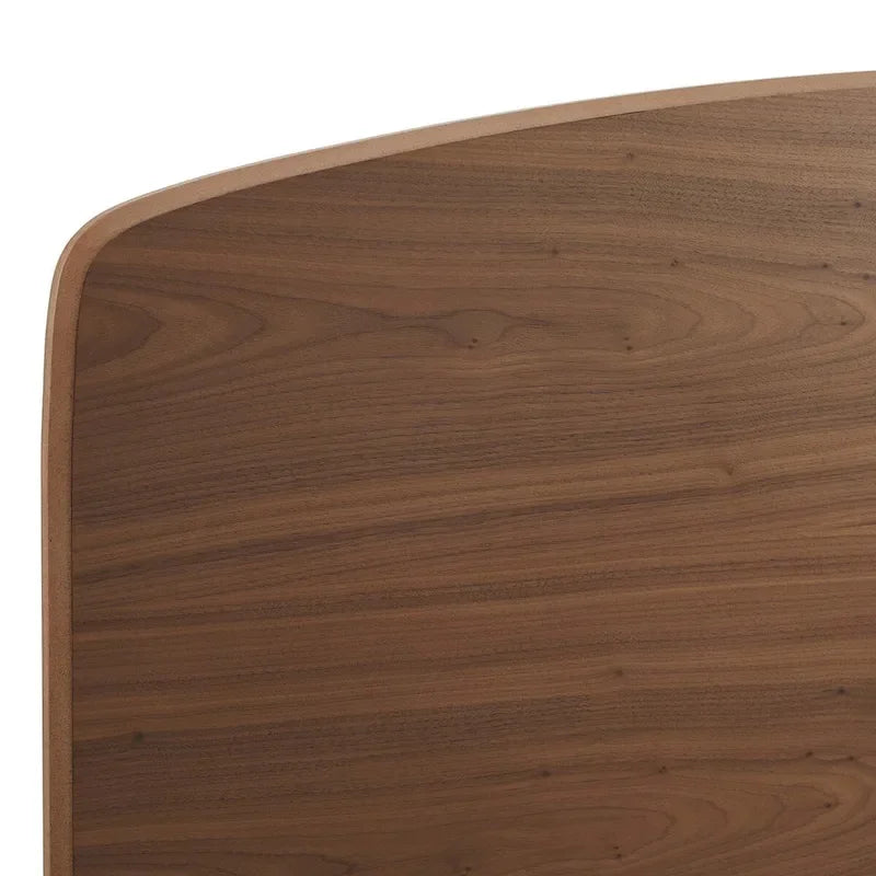 Walnut King Wood Platform Bed with Arched Headboard Mid-Century Modern