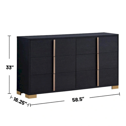 6 Drawers Wooden Dresser with Metal Hardware