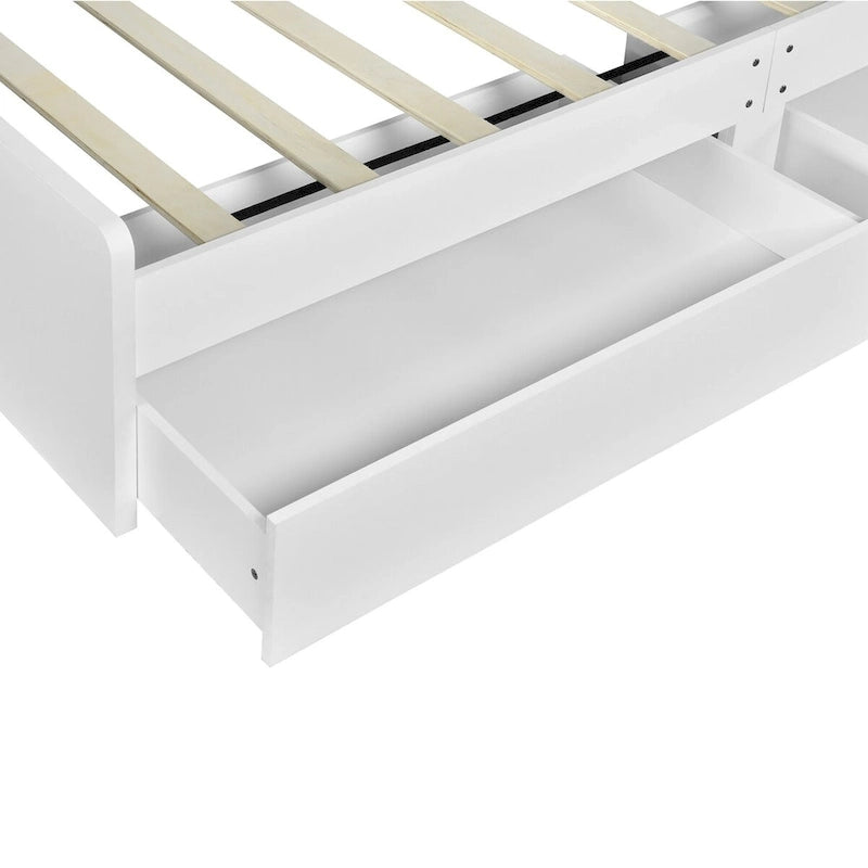 Storage Platform Bed with Bookcase Headboard and Under-Bed Drawers