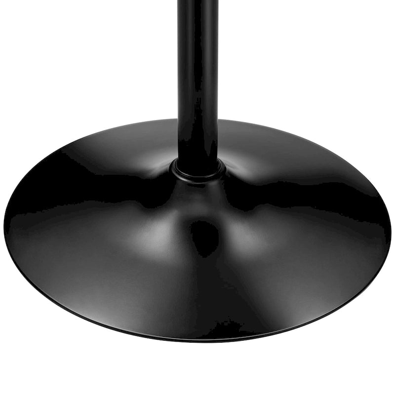 Round Bistro Pub Bar Table with Walnut Veneer Top and Black Metal Base