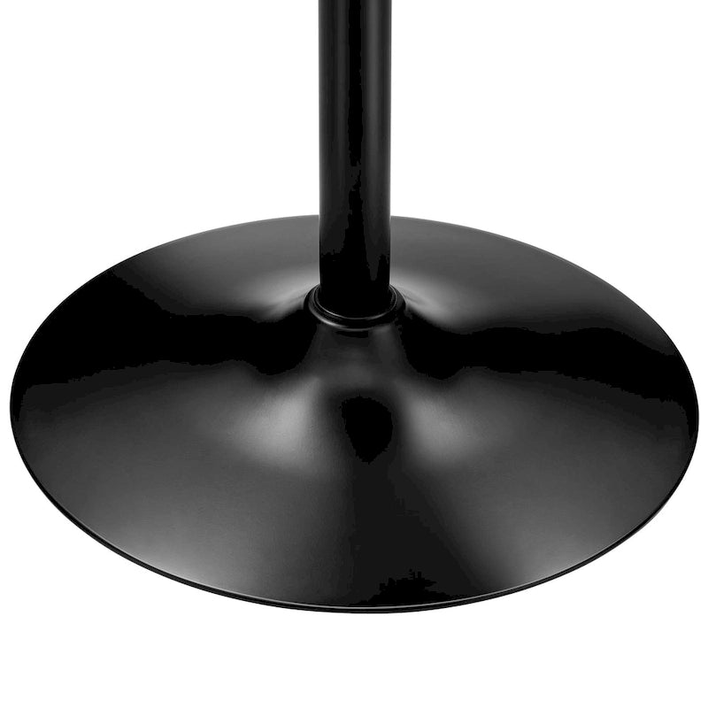 Round Bistro Pub Bar Table with Walnut Veneer Top and Black Metal Base
