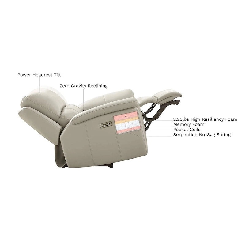 Zero Gravity Power Reclining Top Grain Leather Sofa with Adjustable Headrest